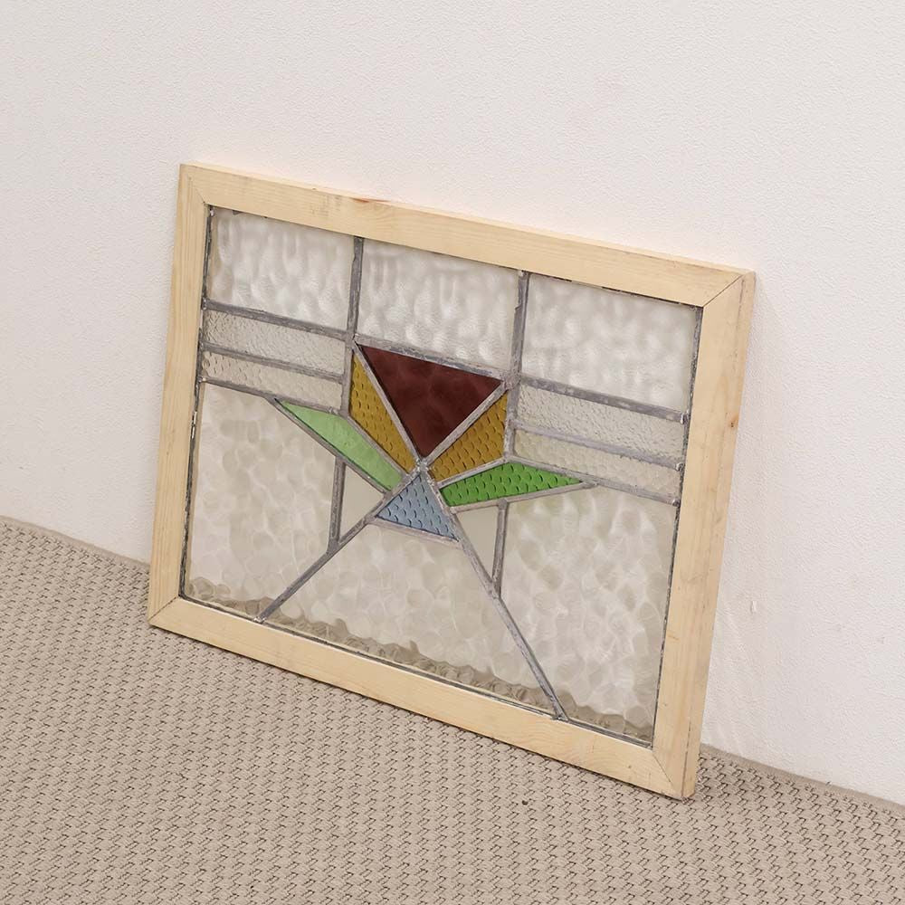 アールデコ調の彩りが映えるアンティークステンドグラス VC114-259003