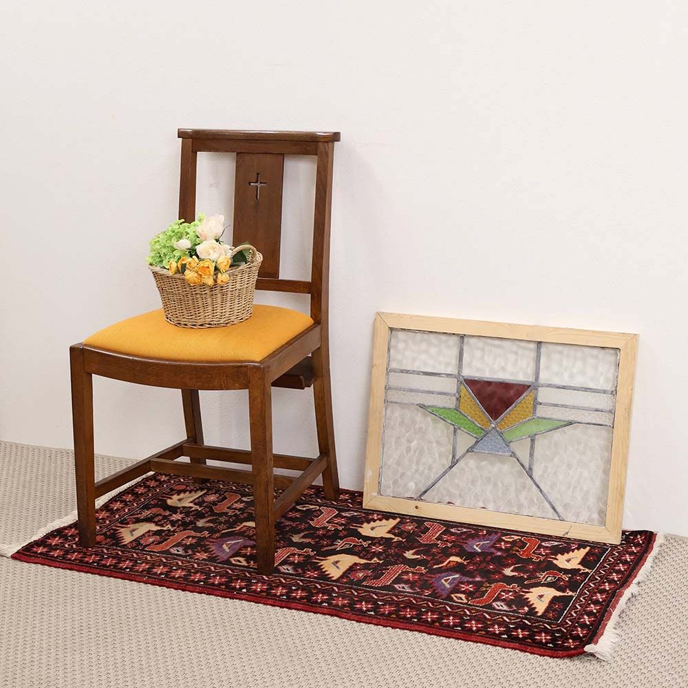 アールデコ調の彩りが映えるアンティークステンドグラス VC114-259003