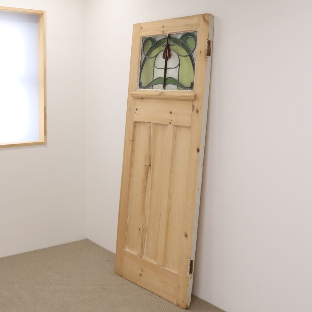 アールヌーヴォー調ステンドグラス入り英国アンティークドア VC83-010
