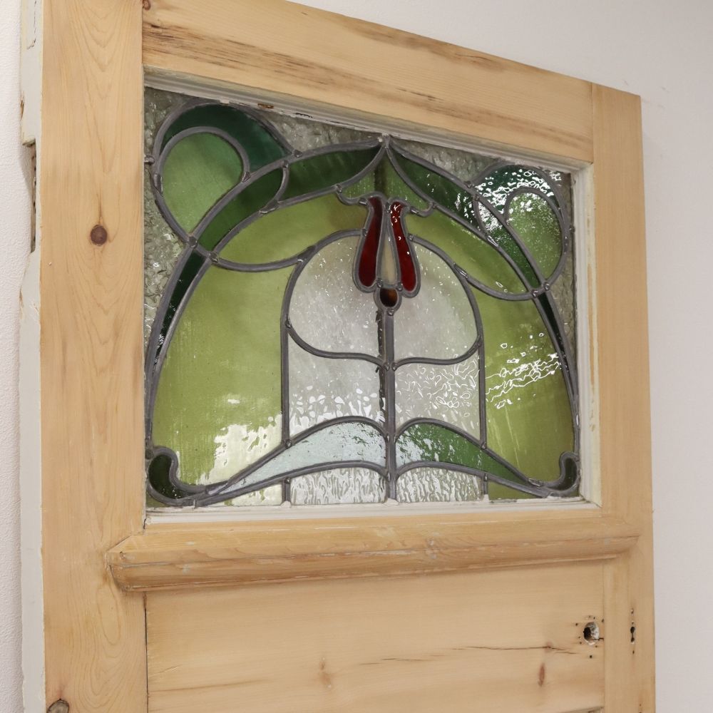 アールヌーヴォー調ステンドグラス入り英国アンティークドア VC83-010