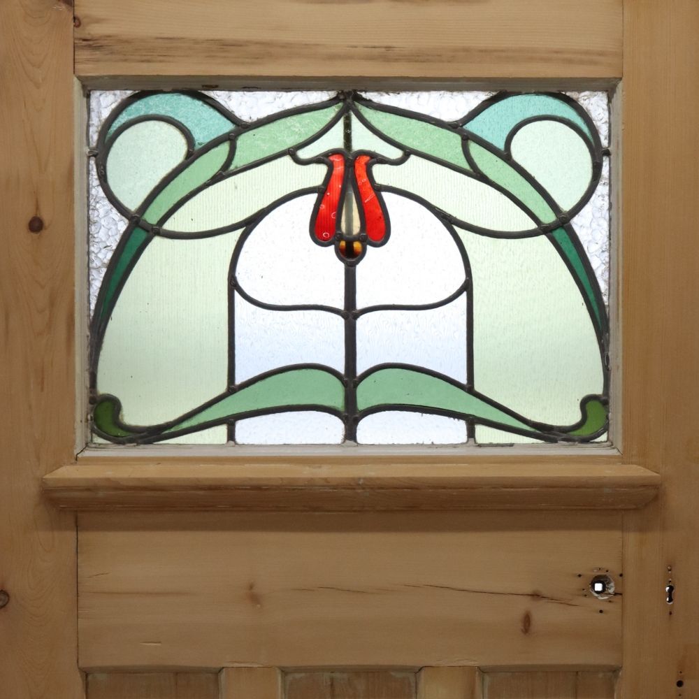 アールヌーヴォー調ステンドグラス入り英国アンティークドア VC83-010