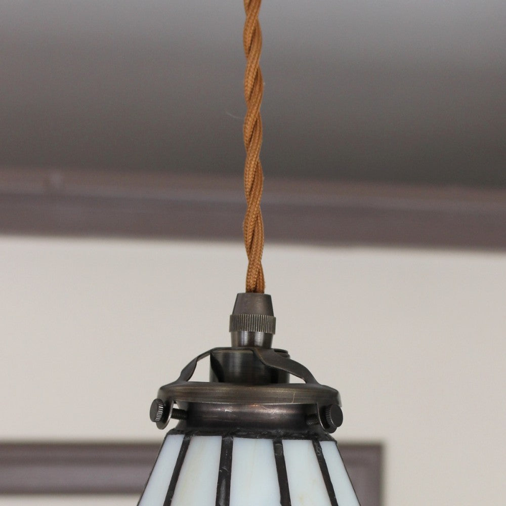 グリーンのフリルスカートのよう♪ステンドグラスシェードのペンダントライトセット【灯具A】 FC1-ST22-TG06A