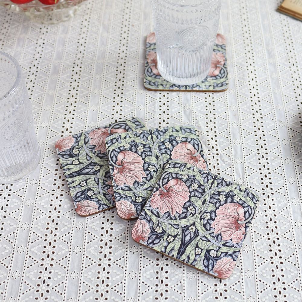 ウィリアム・モリス柄のおしゃれなコースター4枚セット♪  PIMPERNEL(ピンパネル) KE1-WM-4C-PIB