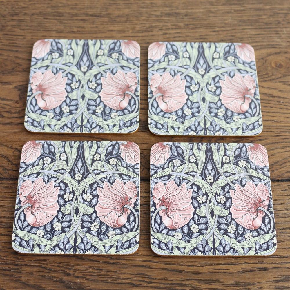 ウィリアム・モリス柄のおしゃれなコースター4枚セット♪  PIMPERNEL(ピンパネル) KE1-WM-4C-PIB
