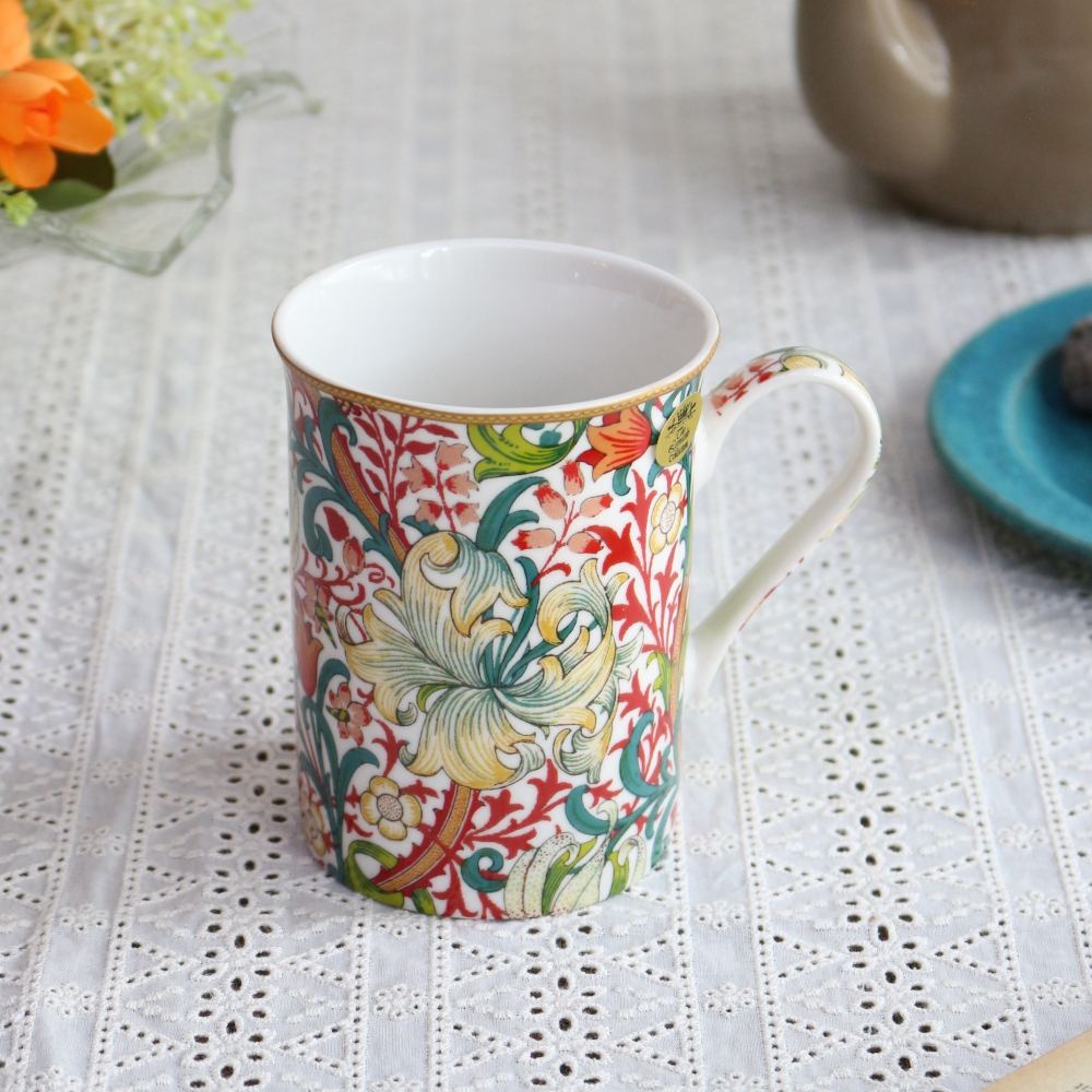 ウィリアム・モリス デザインで息抜きを♪ マグカップ ゴールデンリリー テラコッタ KE1-WM-MG-GLT