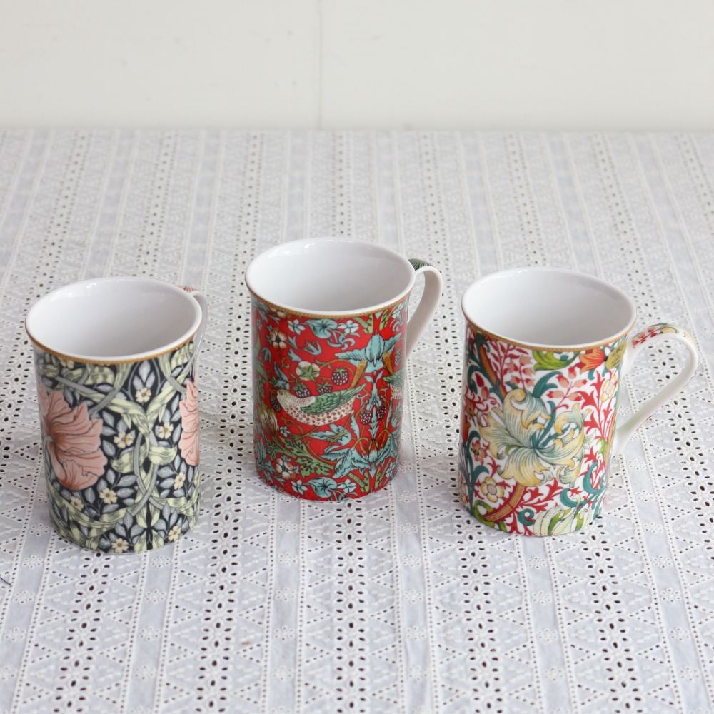 ウィリアム・モリス デザインで息抜きを♪ マグカップ ゴールデンリリー テラコッタ KE1-WM-MG-GLT