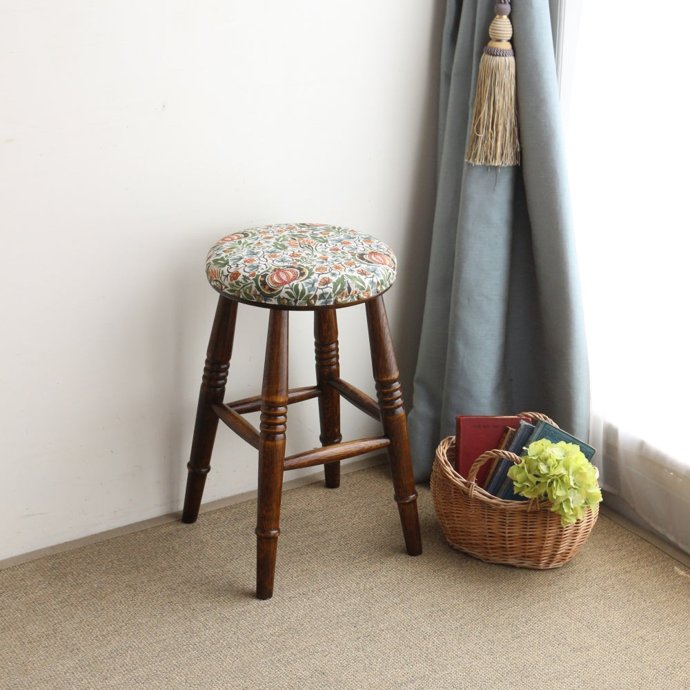 ウィリアム・モリスのテキスタイル(Little Chintz 408)♪  オリジナル・ロースツール OL-LS-LITTLE408D