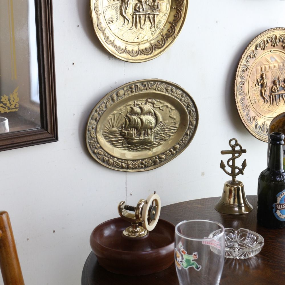 イギリスの船のモチーフ♪ 真鍮の壁飾り VC103-342003