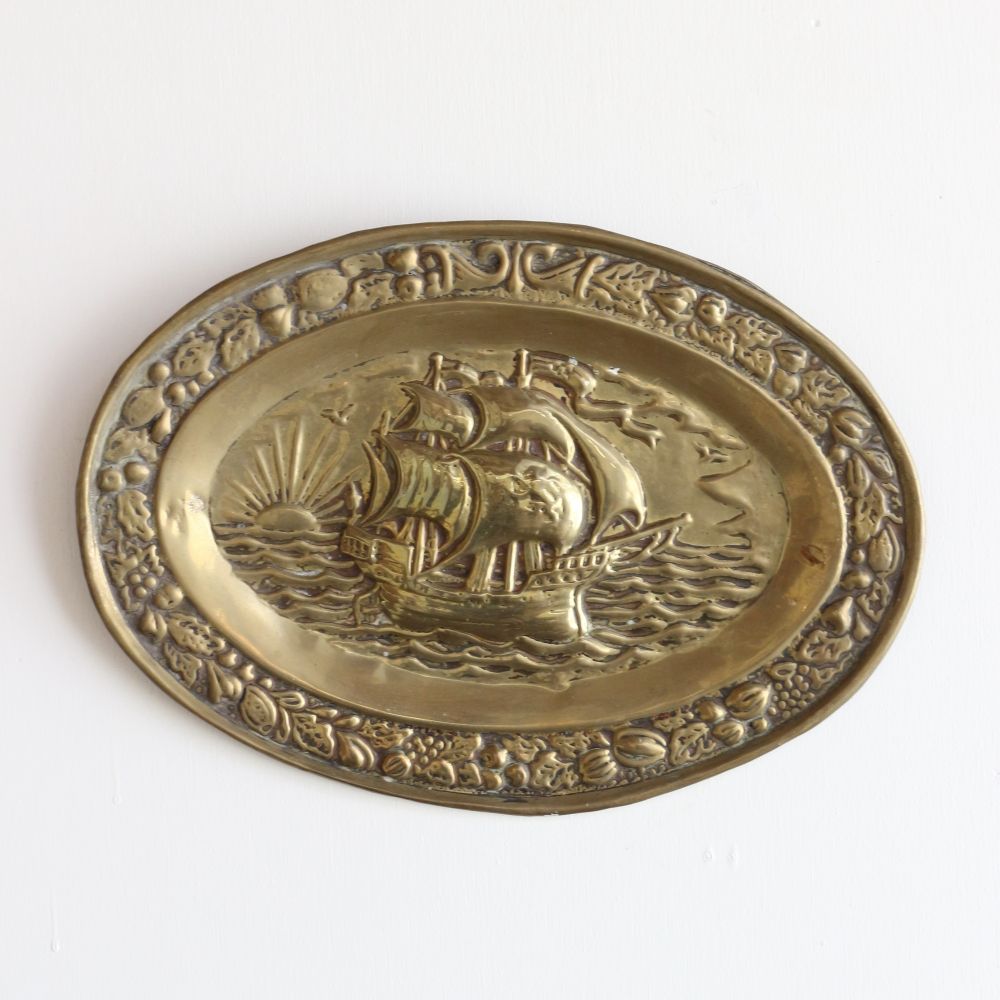 イギリスの船のモチーフ♪ 真鍮の壁飾り VC103-342003