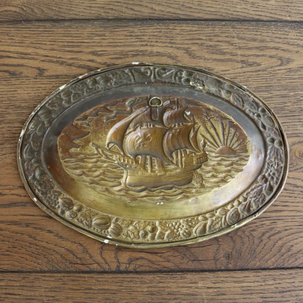 イギリスの船のモチーフ♪ 真鍮の壁飾り VC103-342003