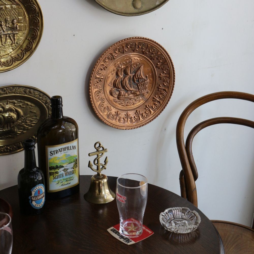 イギリスの船のモチーフ♪ 銅製の壁飾り VC103-342005