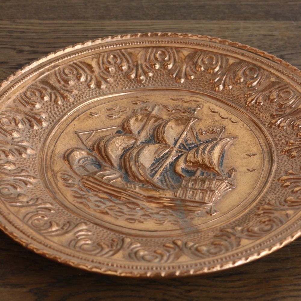 イギリスの船のモチーフ♪ 銅製の壁飾り VC103-342005