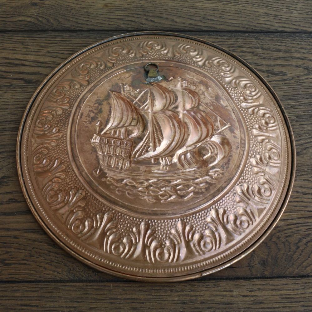 イギリスの船のモチーフ♪ 銅製の壁飾り VC103-342005