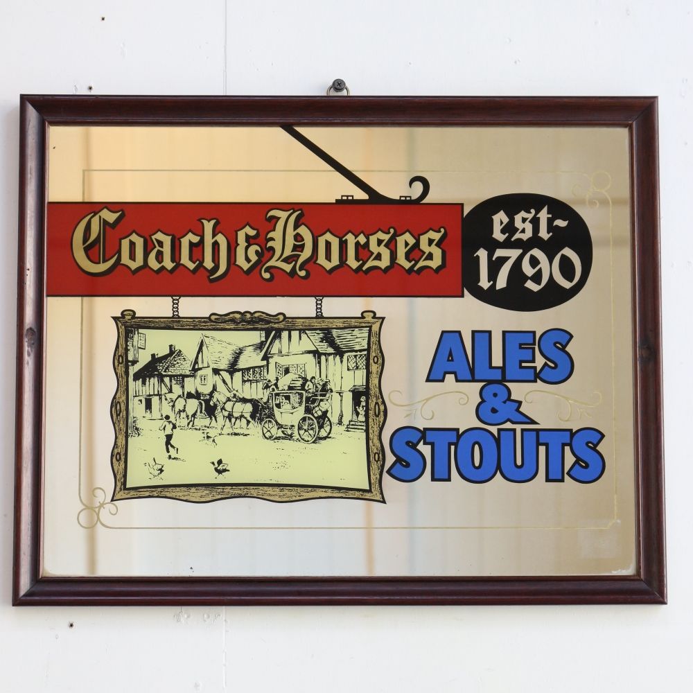 お部屋もオシャレに演出♪ ヴィンテージ パブミラー【Coach and Horses】 VC95-162011