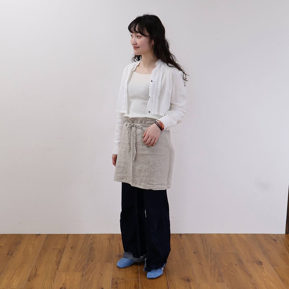 アンティーク ベルギー リネンクロス 赤糸刺繍✛Ｋ ギャルソンエプロン タブリエ アンティーク ベルギー リネンクロス 赤糸刺繍✛K ギャルソンエプロン