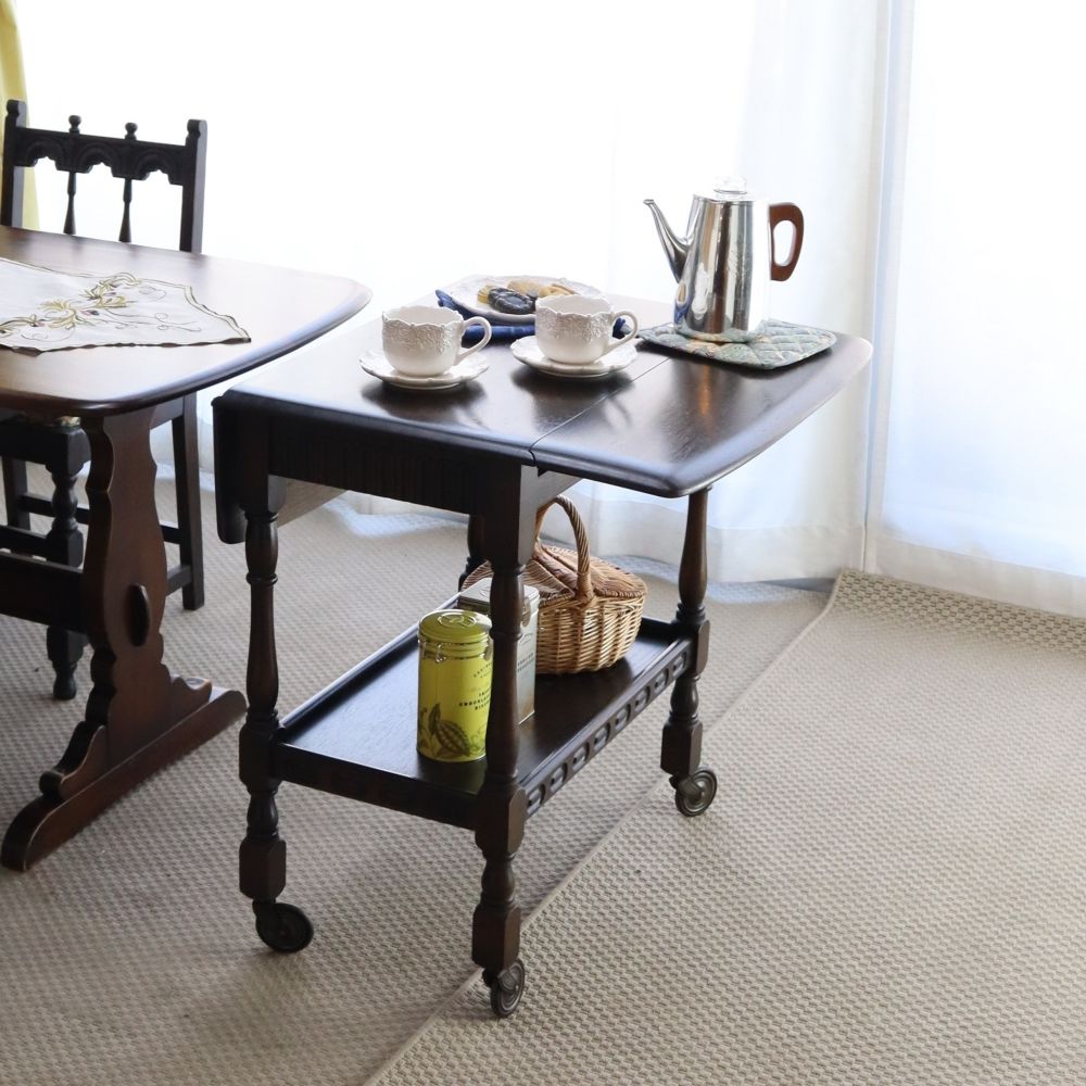 アンティーク 家具 ティー トローリー 英国 サイドテーブル 190A Lloyd's Antiques Real Antique Draw Leaf Table / ロイズ