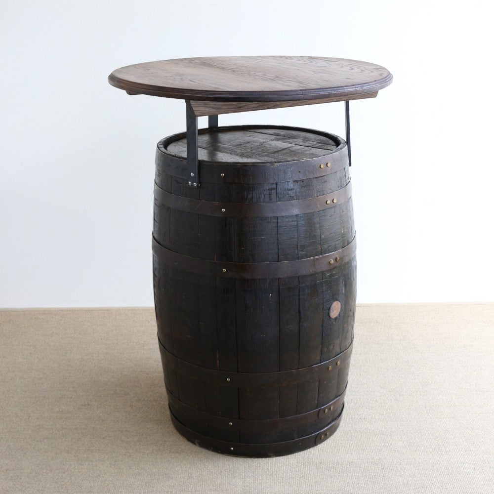 【受注生産品】パブの雰囲気を楽しめます♪　オシャレなオーク樽のバーテーブル（直径80cm）　KK2-YU1-OLTT800ROU