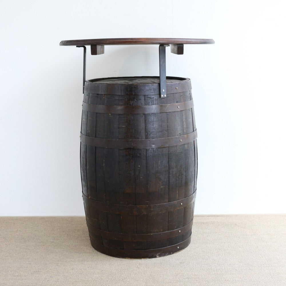 【受注生産品】パブの雰囲気を楽しめます♪　オシャレなオーク樽のバーテーブル（直径80cm）　KK2-YU1-OLTT800ROU