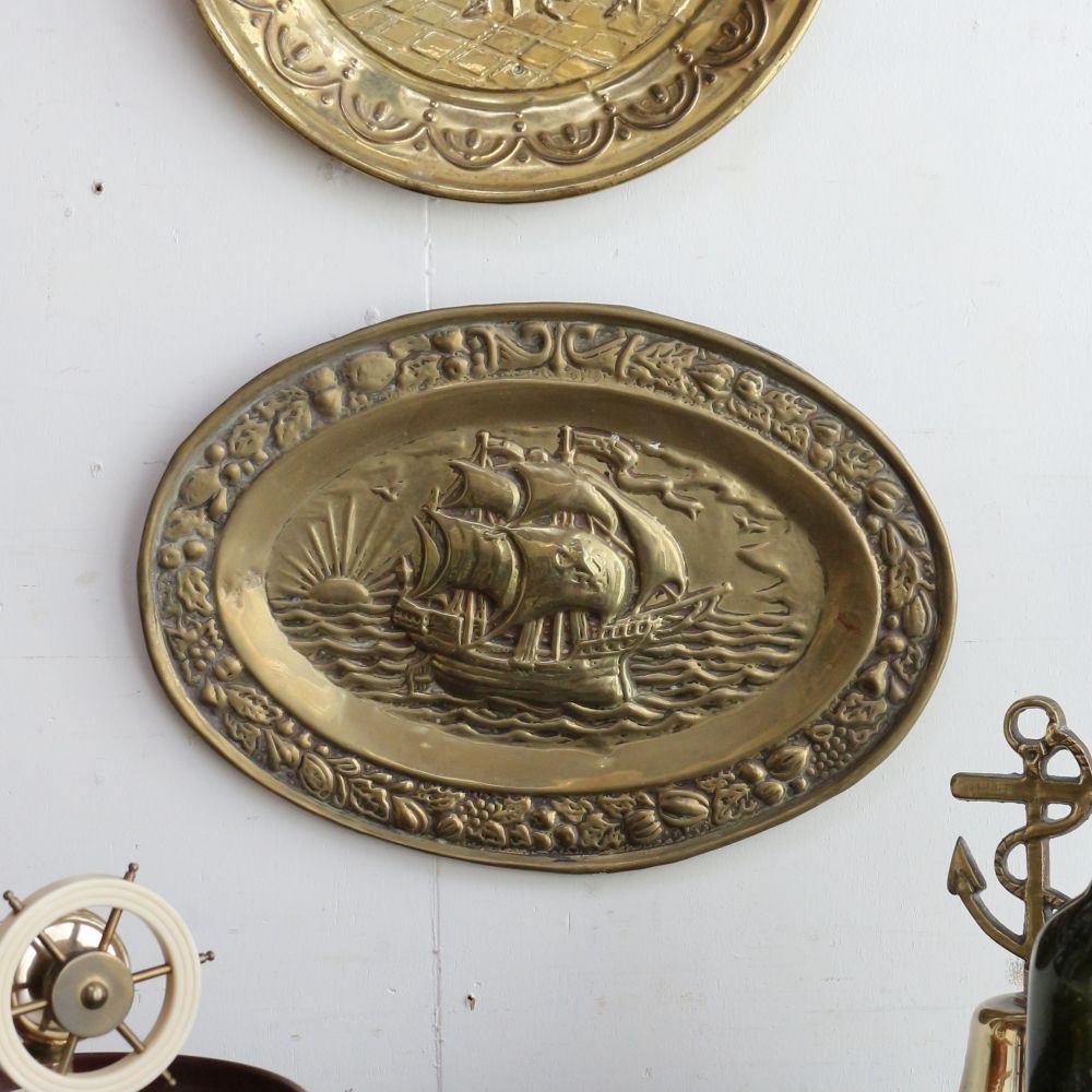 イギリスの船のモチーフ♪　真鍮の壁飾り　VC103-342003